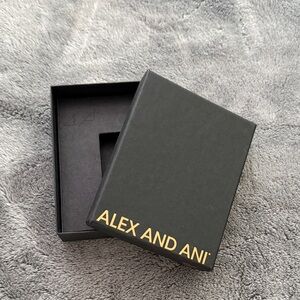 Alex and Ani Black Box with Gold Lettering